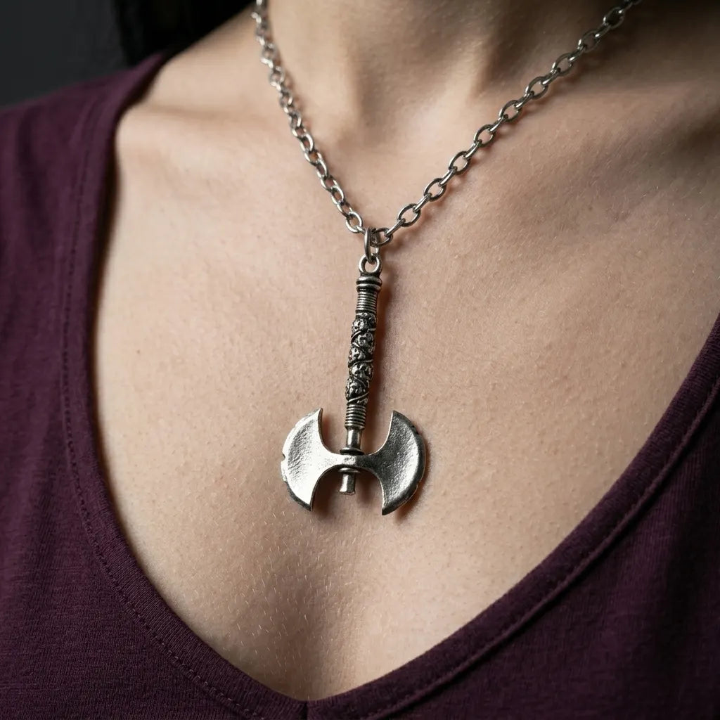 Viking Double Blade Axe Necklace