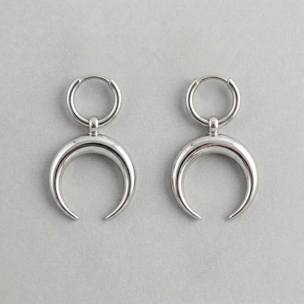 Bold Crescent Moon Dangle Earrings