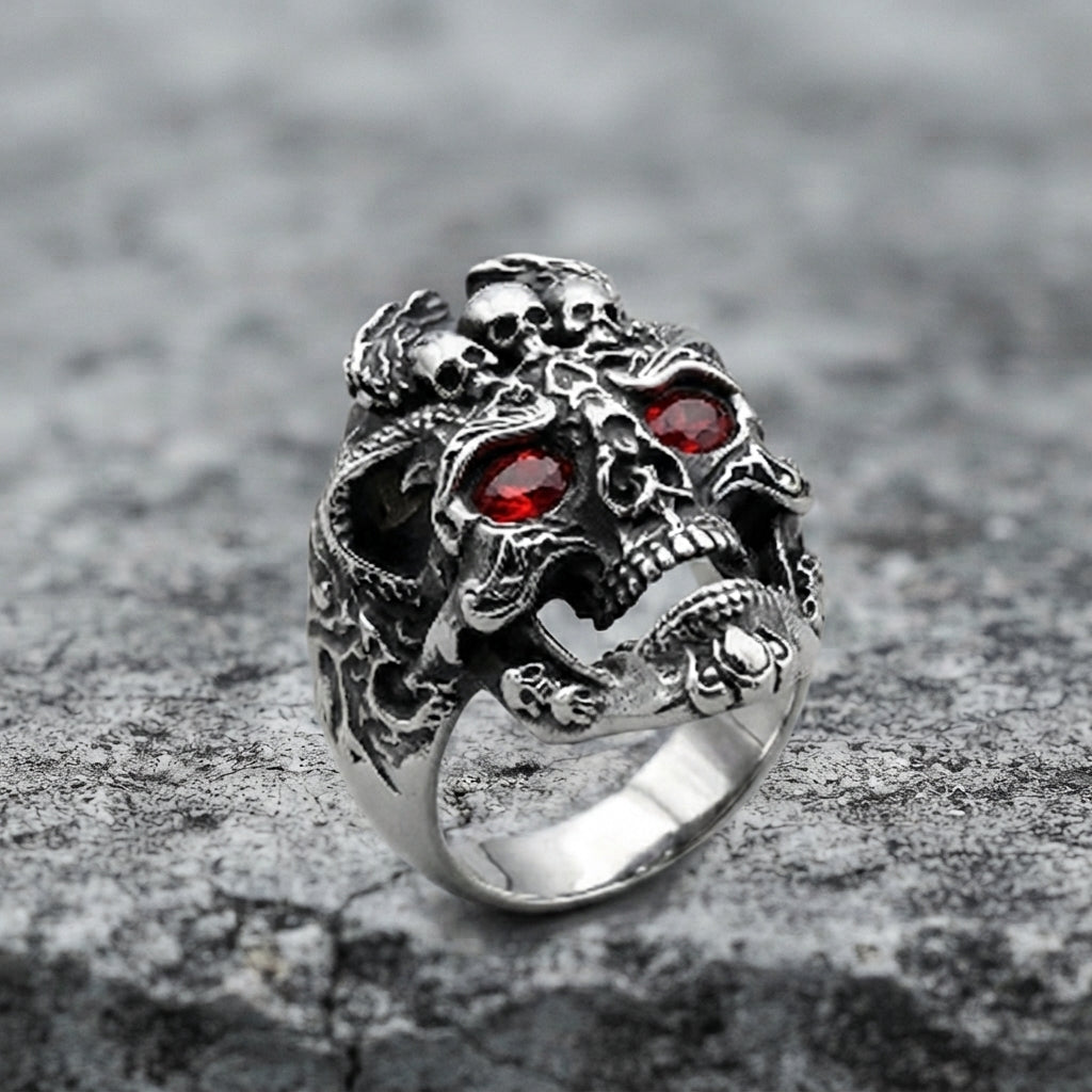 Antiqued Multi-Skull Ring