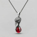 Eagle Claw Pendant Necklace with Red Stone