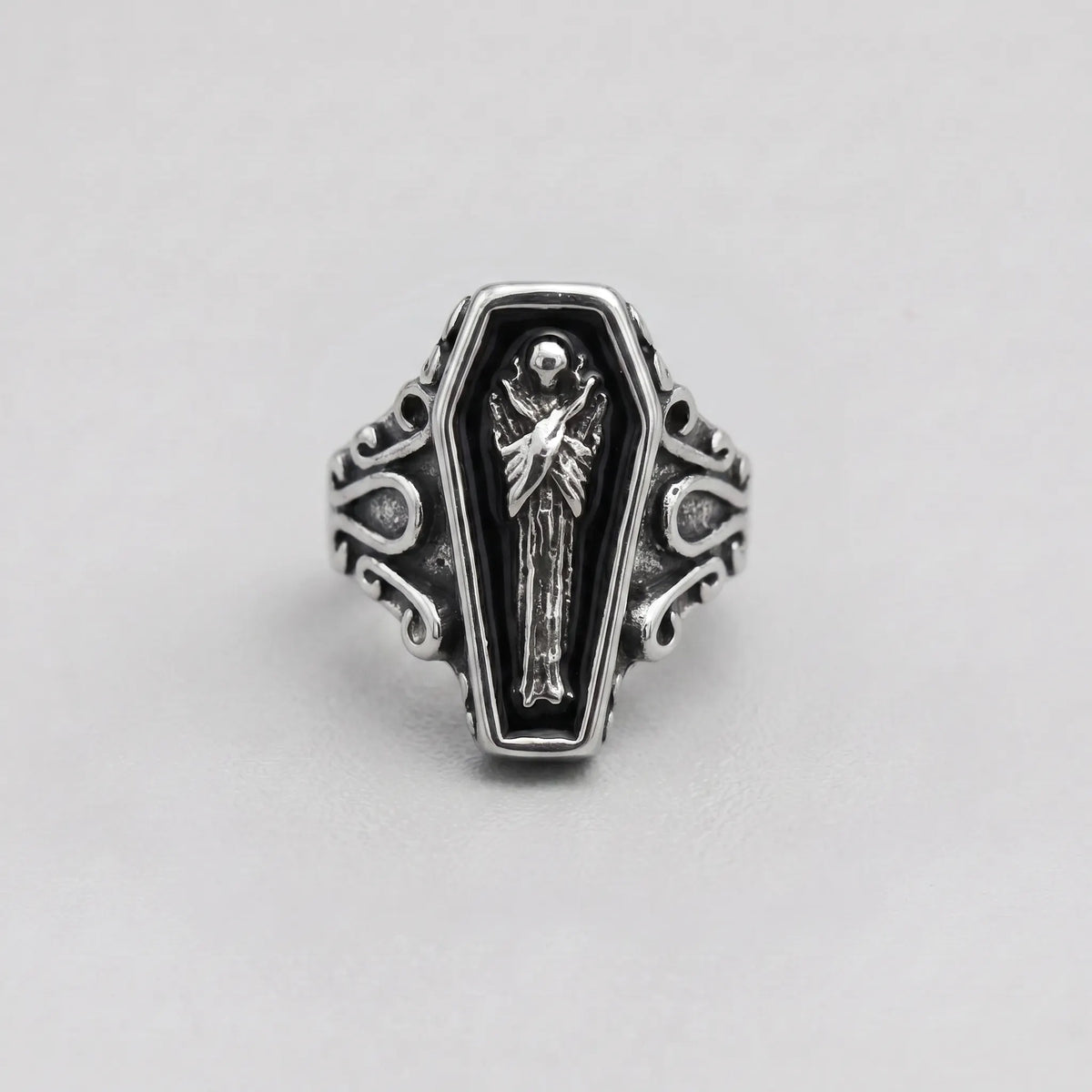 Grim Reaper Coffin Signet Ring