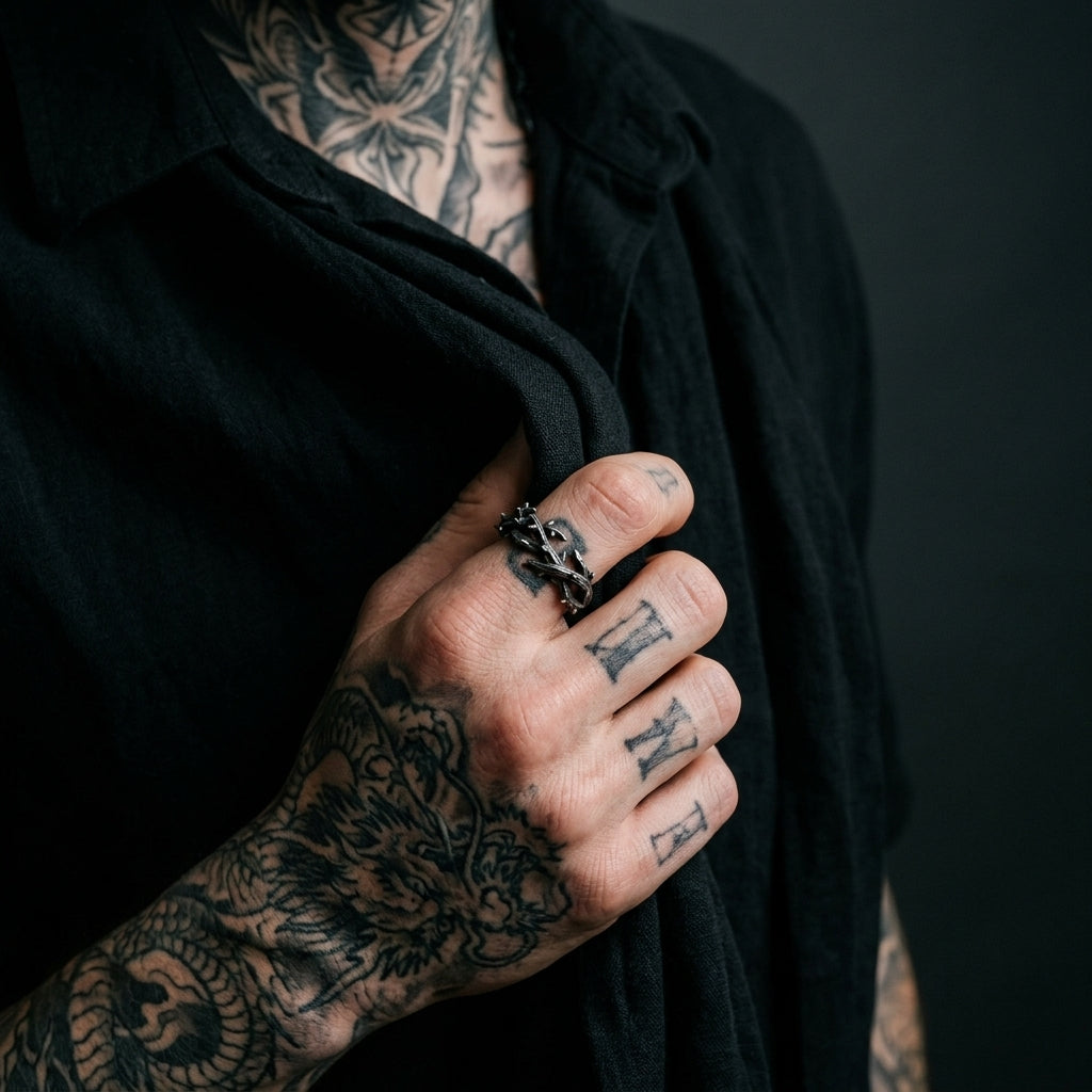 Gothic Thorn Vine Wrap Ring