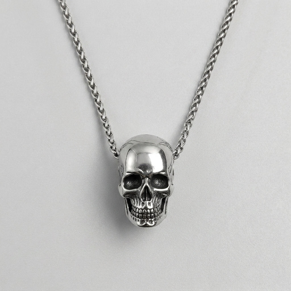 3D Realistic Skull Slider Pendant Necklace