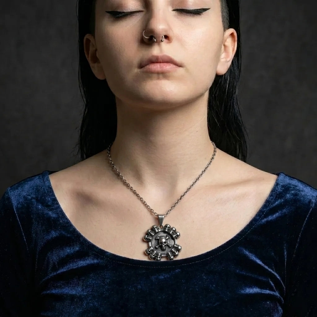Skull and Crossbones Medallion Necklace