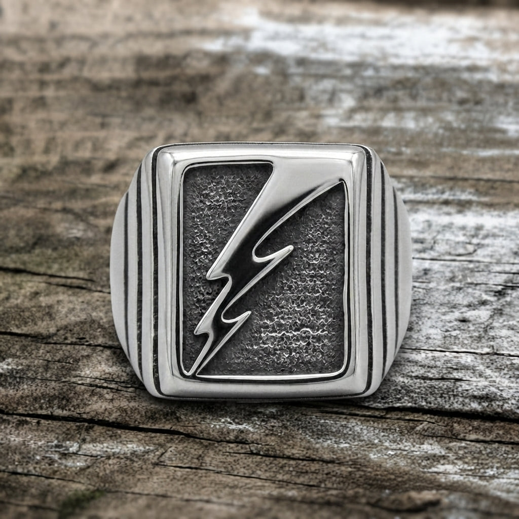 Bold Lightning Bolt Statement Ring