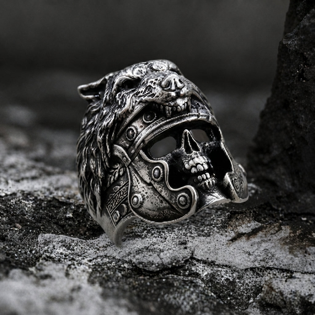 Wolf Helm Skull Gladiator Ring