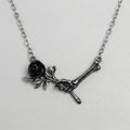 Bone Hand Cursed Rose Necklace