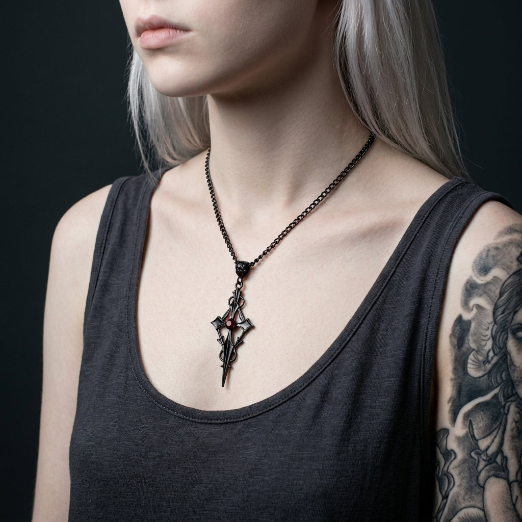 Crimson Stone Gothic Necklace
