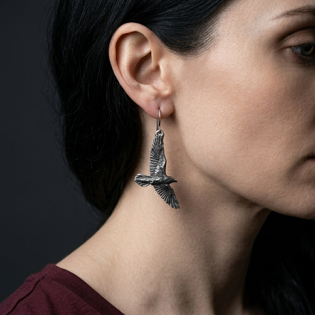 Omen Blackbird Gothic Dangle Earrings