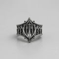 Gothic Arched Filigree Oxidised Silver Statement Ring