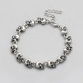 Silver Skull Link Chain Bracelet