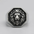 Lion Head Octagonal Signet Ring