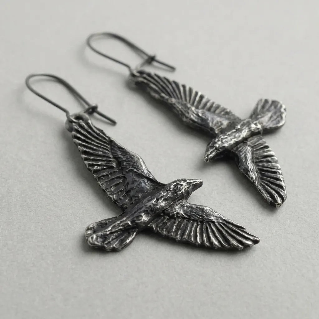 Omen Blackbird Gothic Dangle Earrings