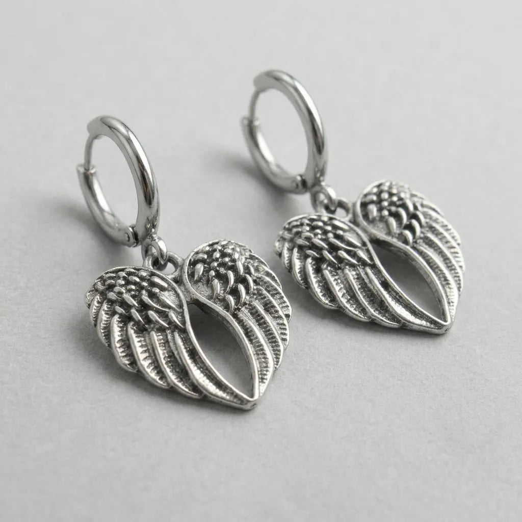 Detailed Angel Wing Dangle Earrings