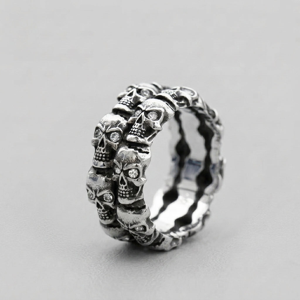Skull Inlaid Gemstone Ring