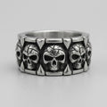 Spiked Skull Panel Statement Band Ring