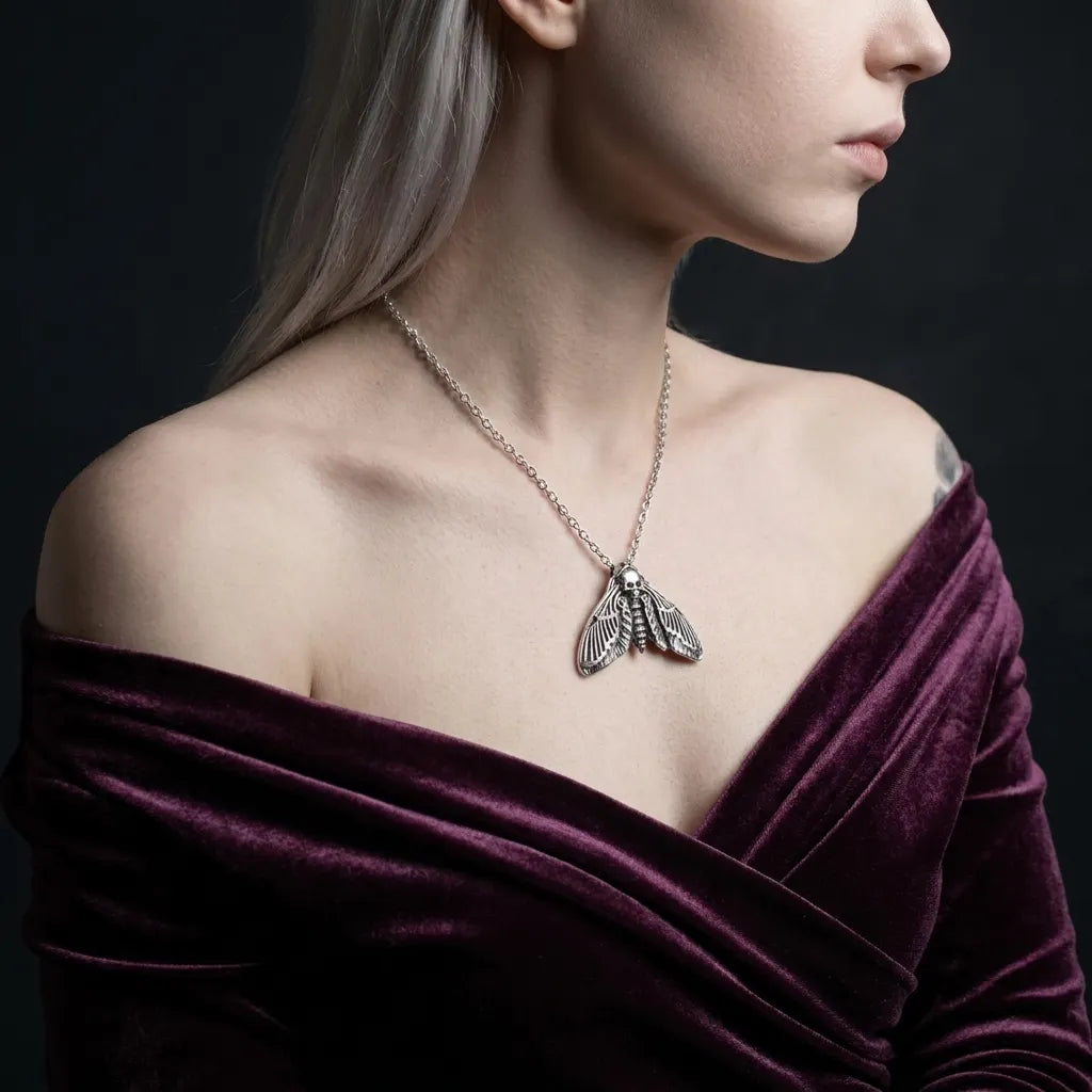 Head Hawk Moth Skull Pendant Necklace