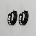 Black Stainless Steel Crystal Huggie Hoop Earrings