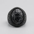 Black Marble Oval Cabochon Signet Ring