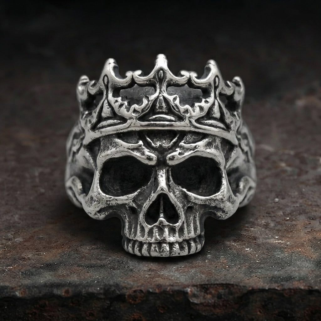 Gothic Crown Skull Statement Ring