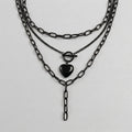 Black Heart Toggle Layered Chain Necklace