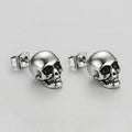 Polished 3D Skull Stud Earrings