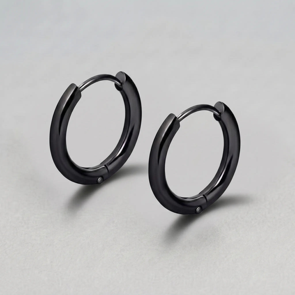 Black Goth Chunky Hoop Earrings