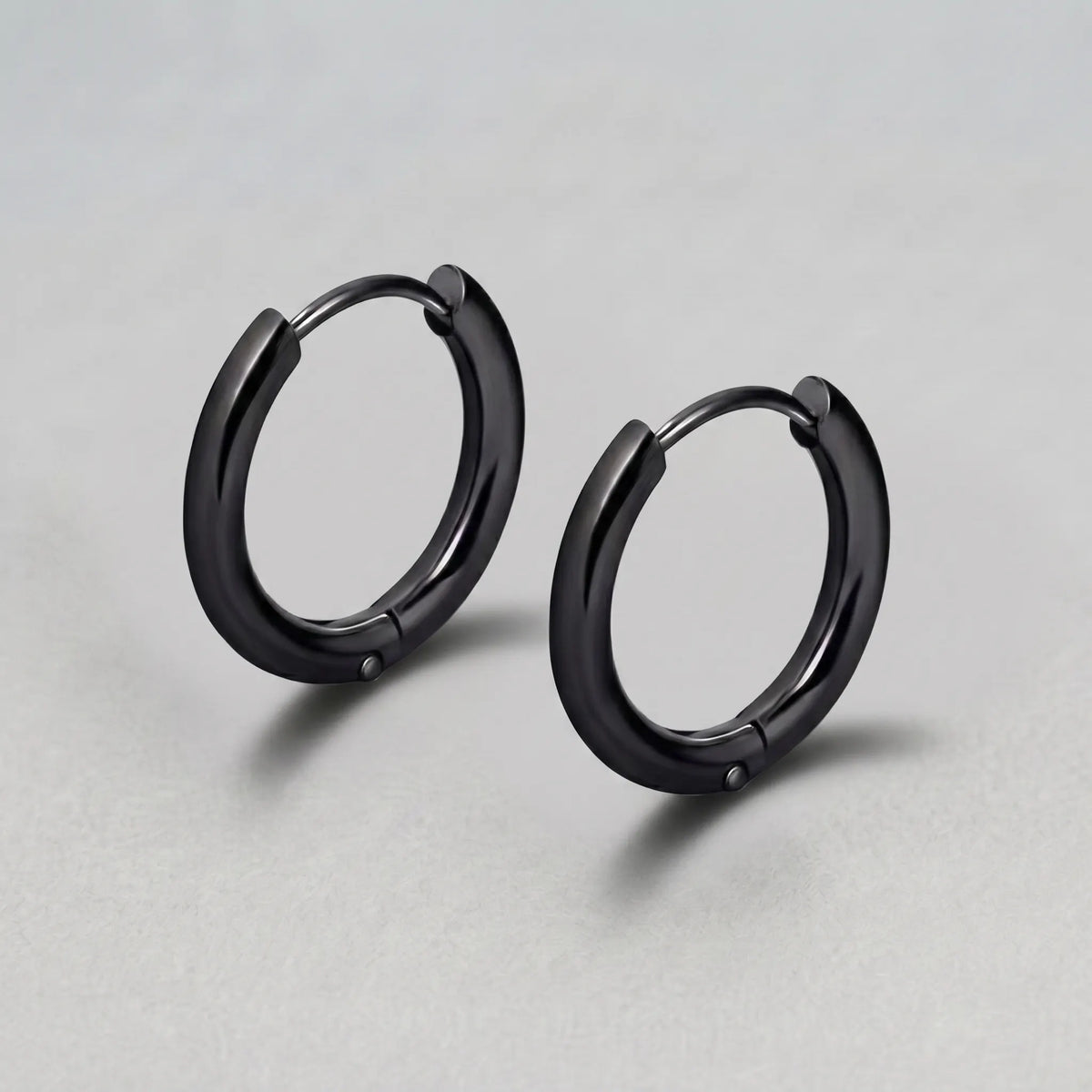 Black Goth Chunky Hoop Earrings