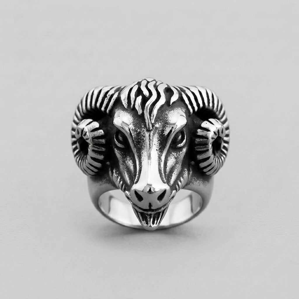 Gothic Ram Head Ring