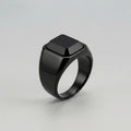 Matte Black Cushion Stone Ring