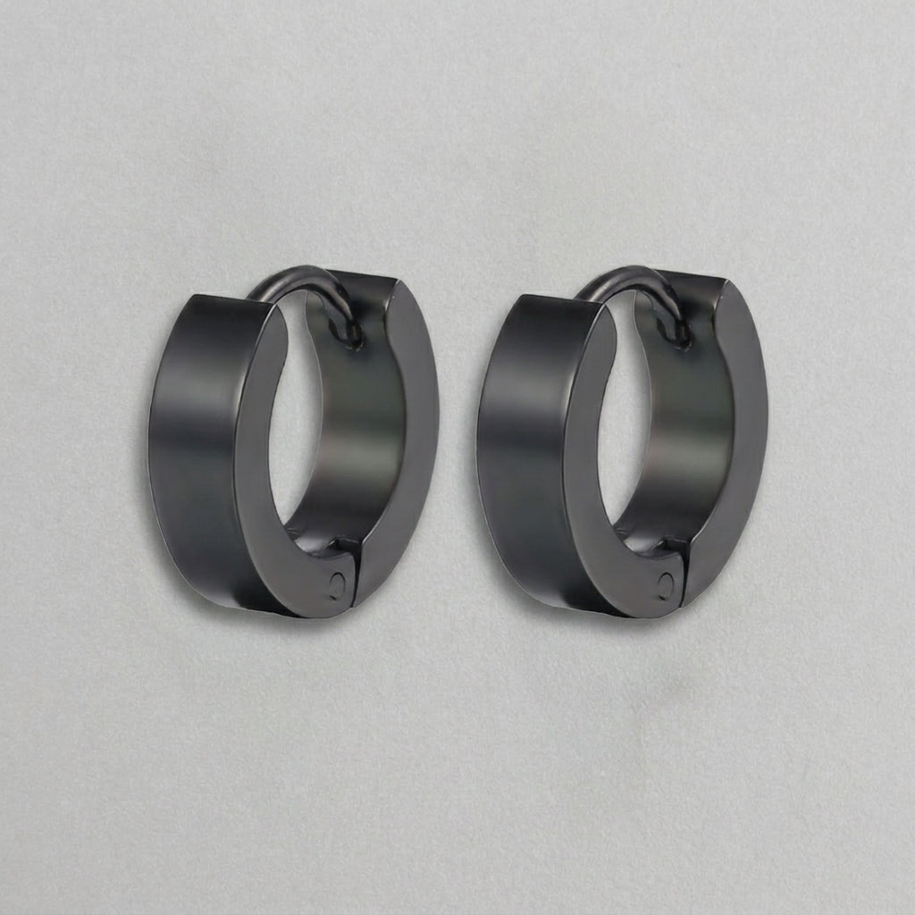 Matte Black Stainless Steel Wide Hoop Earrings