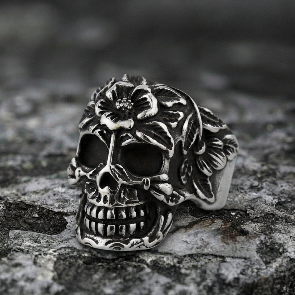 Blooming Skull Signet Ring