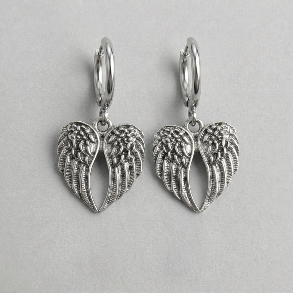 Detailed Angel Wing Dangle Earrings