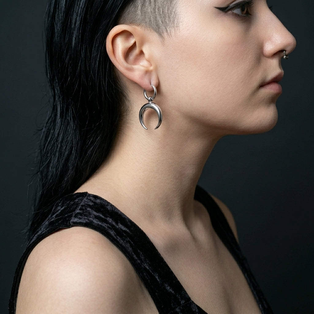 Bold Crescent Moon Dangle Earrings