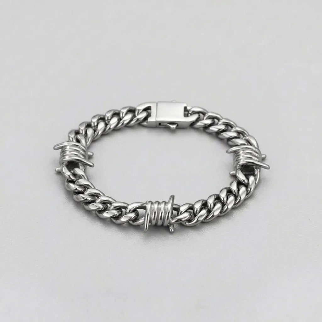 Barbed Wire Cuban Link Chain Bracelet