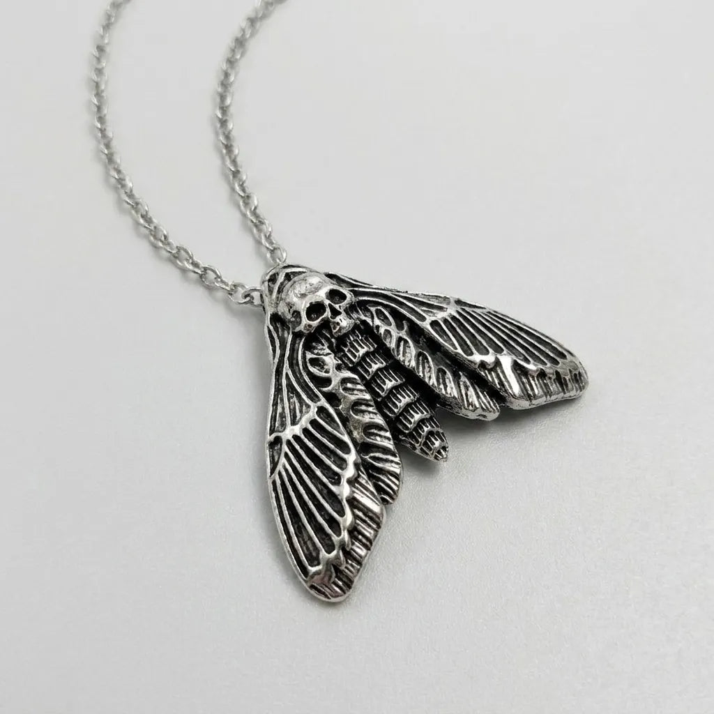 Head Hawk Moth Skull Pendant Necklace