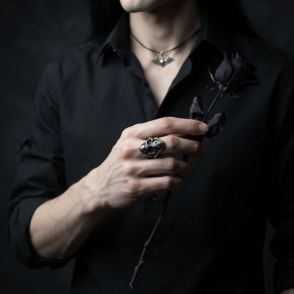 Serpent-Wrapped Skull Ring