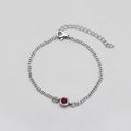 Ruby Solitaire Silver Curb Chain Bracelet