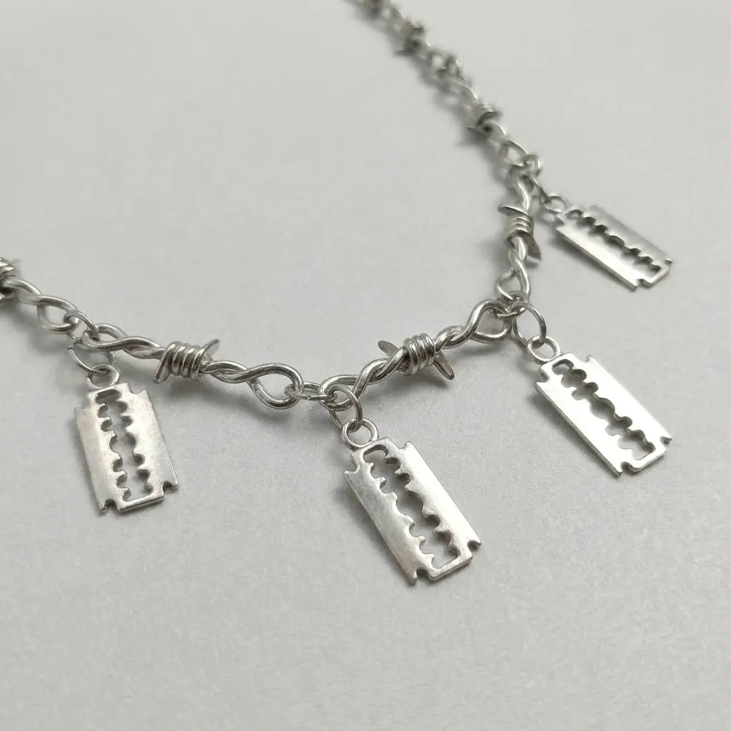 Razor Blade Barbed Wire Necklace