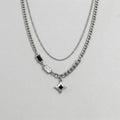 Double Layer Crystal Baguette & Star Charm Necklace
