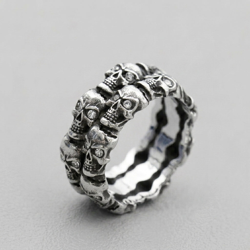 Skull Inlaid Gemstone Ring