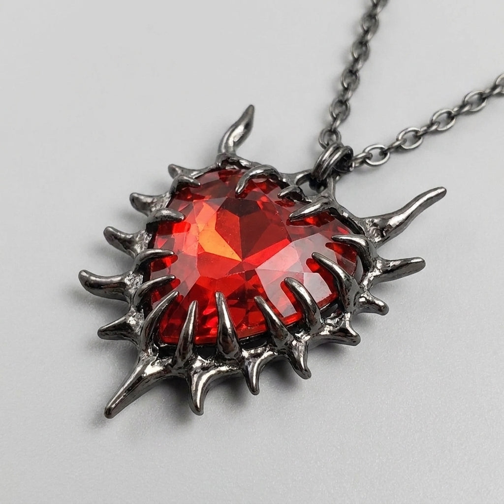 Gothic Heart Pendant Necklace Dark Thorn Heart Necklace
