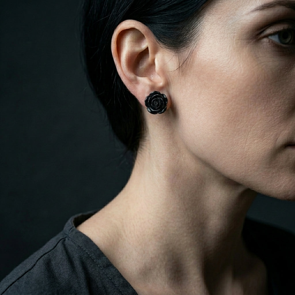 Eternal Black Rose Earrings