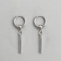 Silver Bar Drop Hoop Earrings