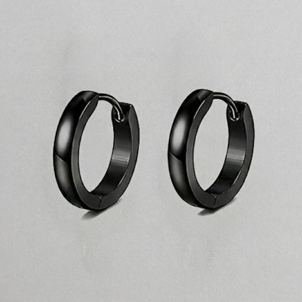 Black Stainless Steel Huggie Hoop Earrings