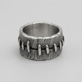 Stitched Wound Texture Wide Band Ring