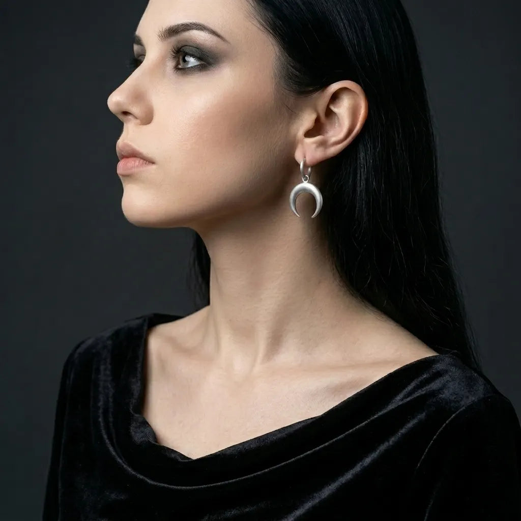 Bold Crescent Moon Dangle Earrings