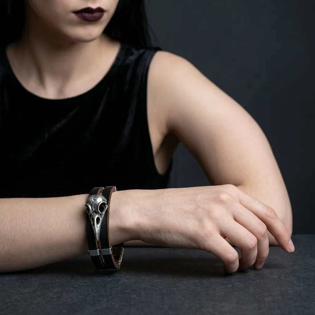 Bone Totem Bird Skull Leather Bracelet