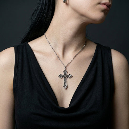 Antique Baroque Cross Statement Necklace