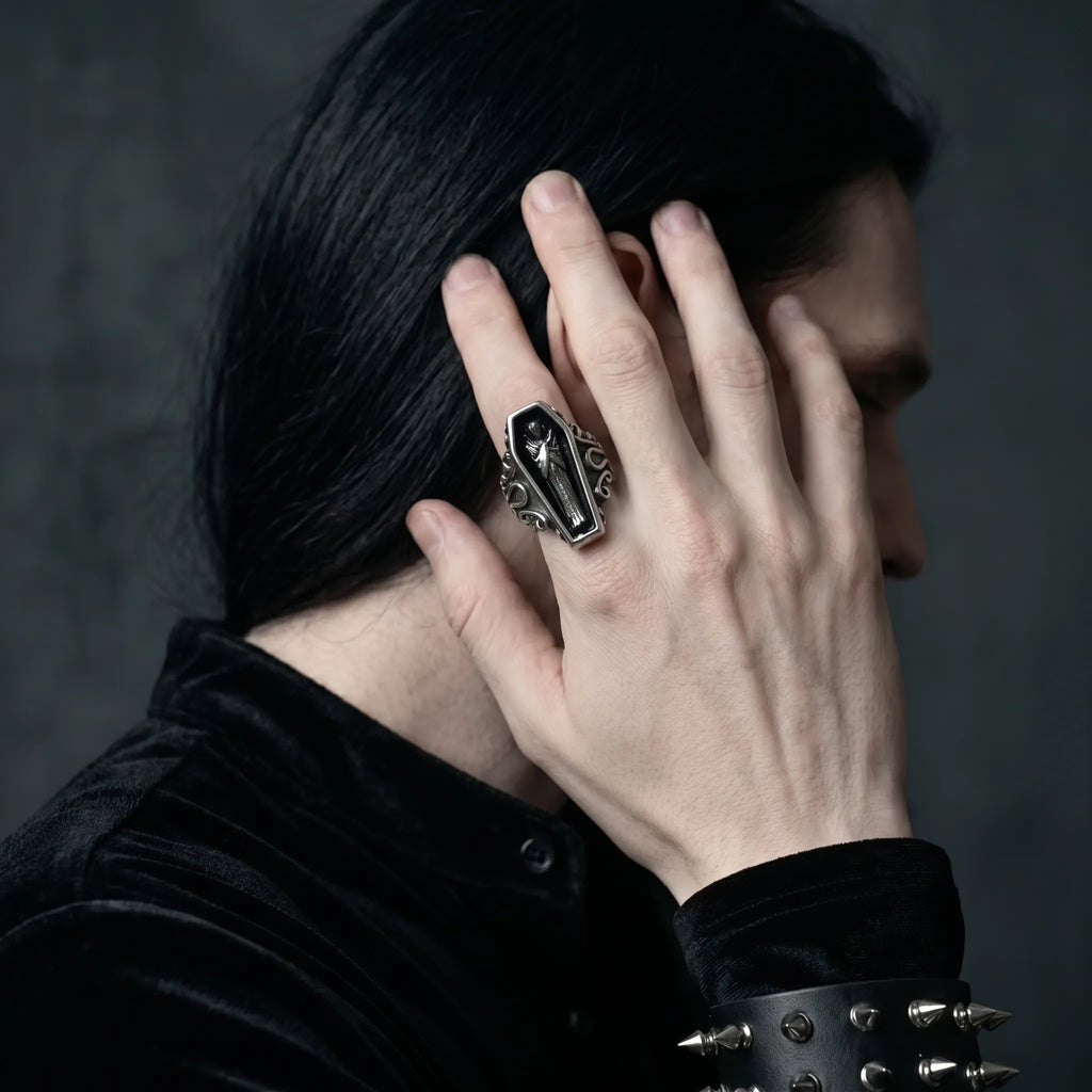 Grim Reaper Coffin Signet Ring